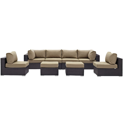 Convene 8 Piece Outdoor Patio Sectional Set - Espresso Mocha