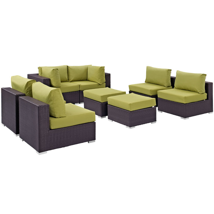 Convene 8 Piece Outdoor Patio Sectional Set - Espresso Peridot