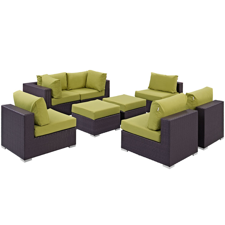 Convene 8 Piece Outdoor Patio Sectional Set - Espresso Peridot