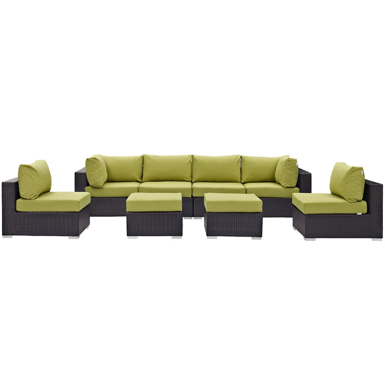 Convene 8 Piece Outdoor Patio Sectional Set - Espresso Peridot