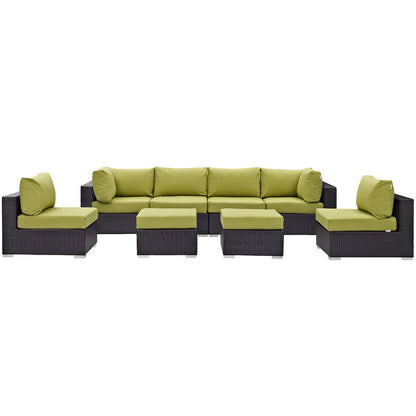 Convene 8 Piece Outdoor Patio Sectional Set - Espresso Peridot