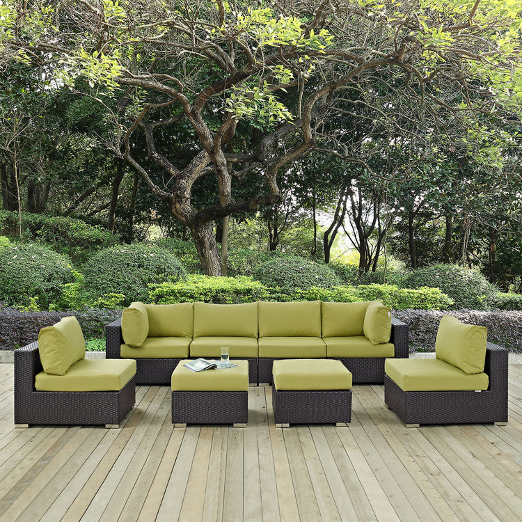 Convene 8 Piece Outdoor Patio Sectional Set - Espresso Peridot