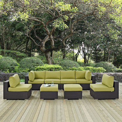 Convene 8 Piece Outdoor Patio Sectional Set - Espresso Peridot