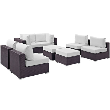 Convene 8 Piece Outdoor Patio Sectional Set - Espresso White