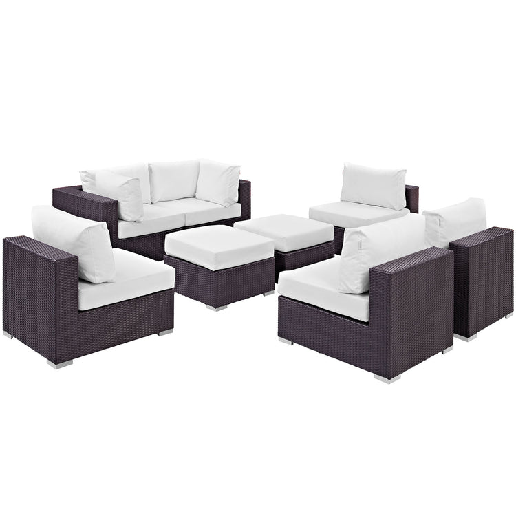 Convene 8 Piece Outdoor Patio Sectional Set - Espresso White