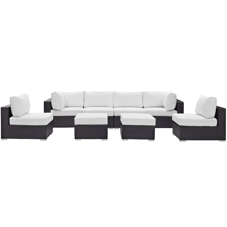 Convene 8 Piece Outdoor Patio Sectional Set - Espresso White