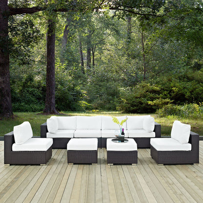 Convene 8 Piece Outdoor Patio Sectional Set - Espresso White