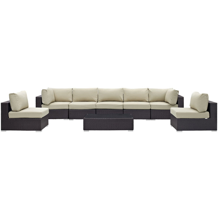 Convene 8 Piece Outdoor Patio Sectional Set - Espresso Beige