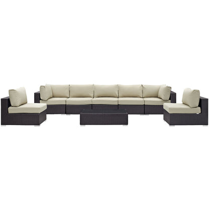 Convene 8 Piece Outdoor Patio Sectional Set - Espresso Beige