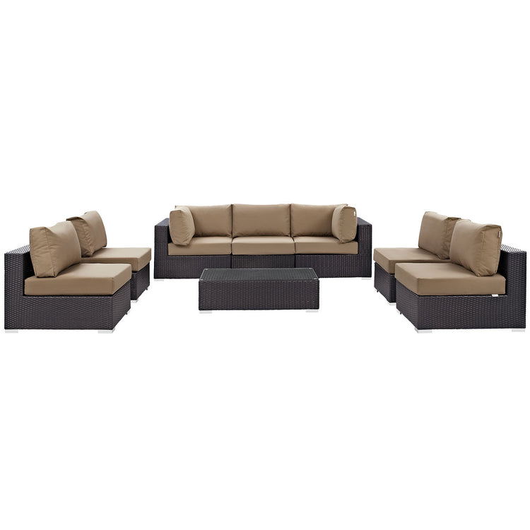 Convene 8 Piece Outdoor Patio Sectional Set - Espresso Mocha