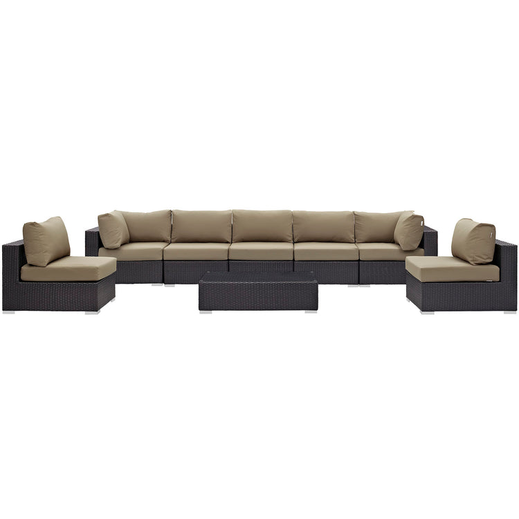 Convene 8 Piece Outdoor Patio Sectional Set - Espresso Mocha