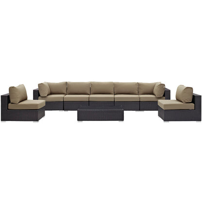 Convene 8 Piece Outdoor Patio Sectional Set - Espresso Mocha