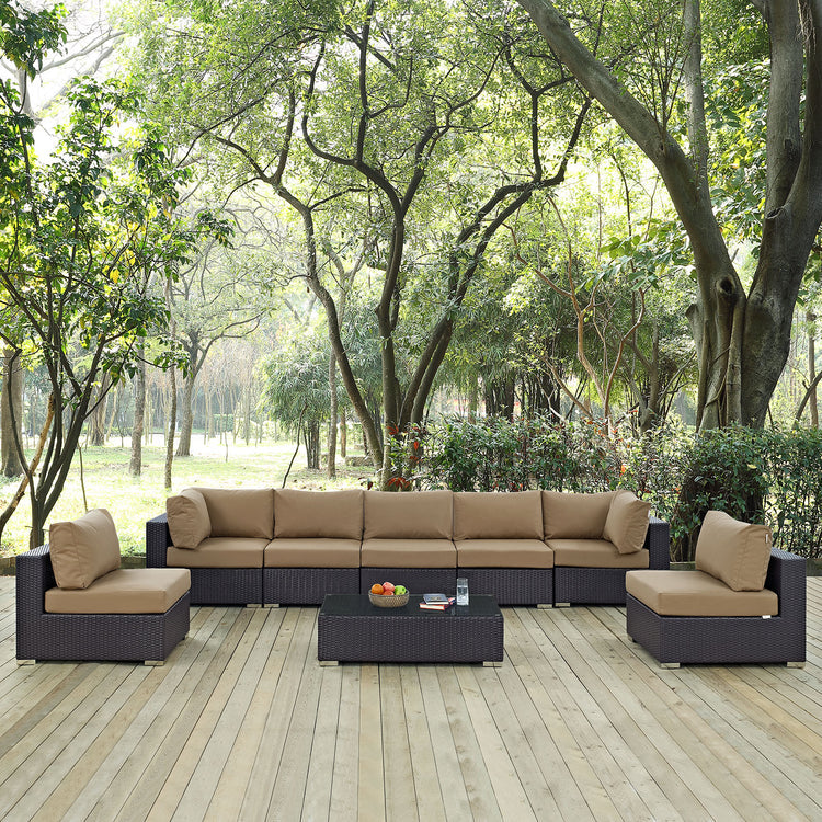 Convene 8 Piece Outdoor Patio Sectional Set - Espresso Mocha