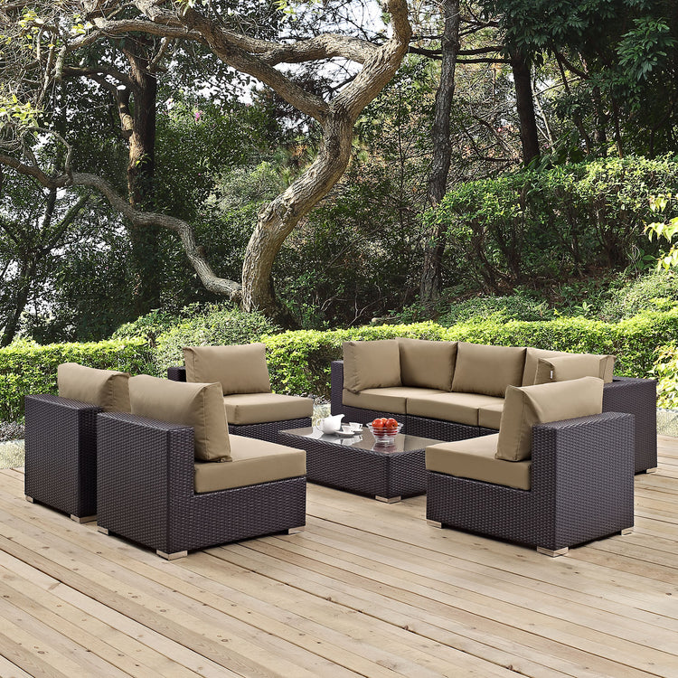 Convene 8 Piece Outdoor Patio Sectional Set - Espresso Mocha