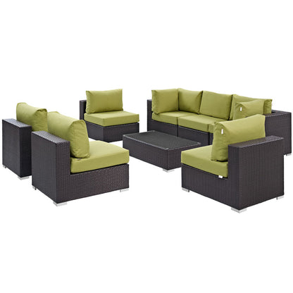 Convene 8 Piece Outdoor Patio Sectional Set - Espresso Peridot