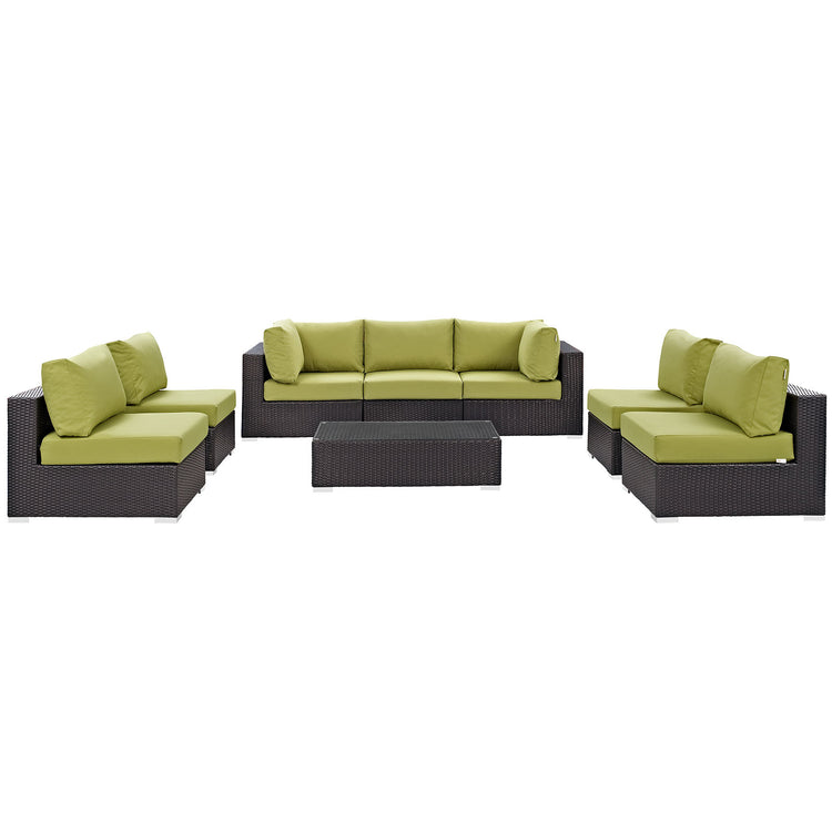 Convene 8 Piece Outdoor Patio Sectional Set - Espresso Peridot