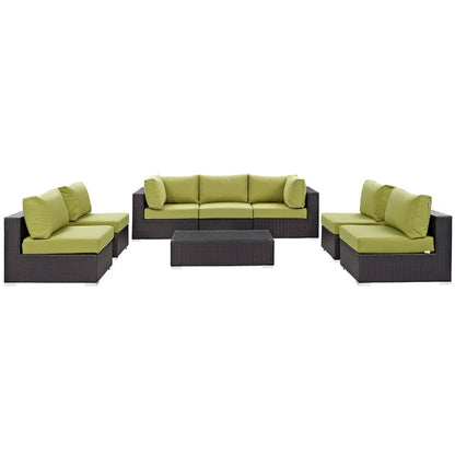 Convene 8 Piece Outdoor Patio Sectional Set - Espresso Peridot