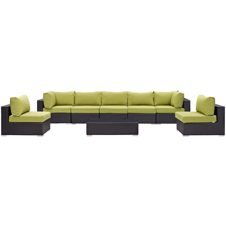 Convene 8 Piece Outdoor Patio Sectional Set - Espresso Peridot