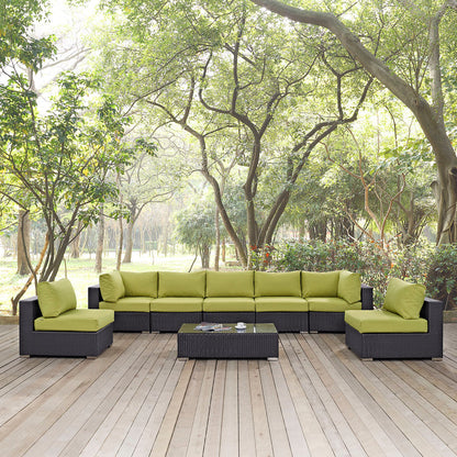 Convene 8 Piece Outdoor Patio Sectional Set - Espresso Peridot