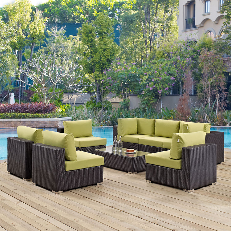 Convene 8 Piece Outdoor Patio Sectional Set - Espresso Peridot