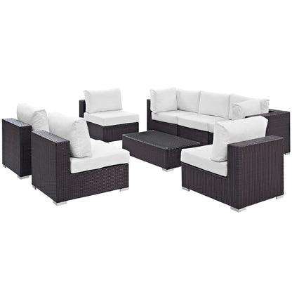 Convene 8 Piece Outdoor Patio Sectional Set - Espresso White