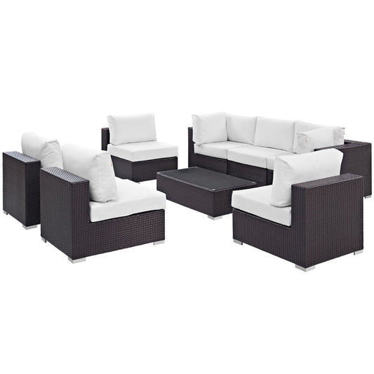 Convene 8 Piece Outdoor Patio Sectional Set - Espresso White