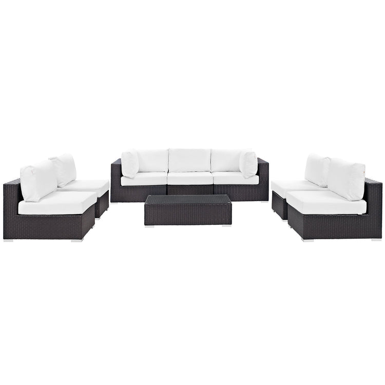 Convene 8 Piece Outdoor Patio Sectional Set - Espresso White