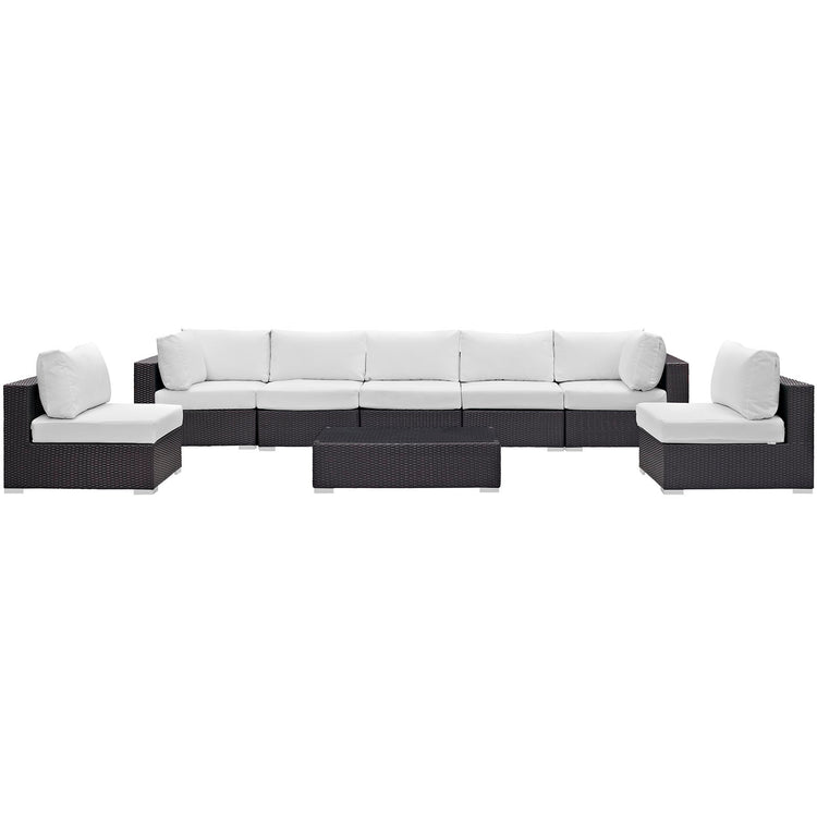 Convene 8 Piece Outdoor Patio Sectional Set - Espresso White