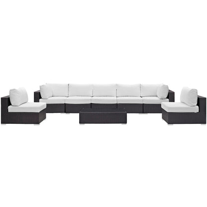 Convene 8 Piece Outdoor Patio Sectional Set - Espresso White