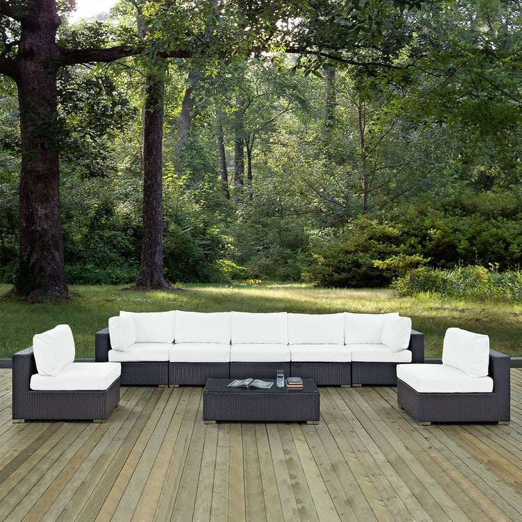 Convene 8 Piece Outdoor Patio Sectional Set - Espresso White