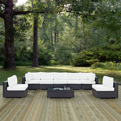 Convene 8 Piece Outdoor Patio Sectional Set - Espresso White