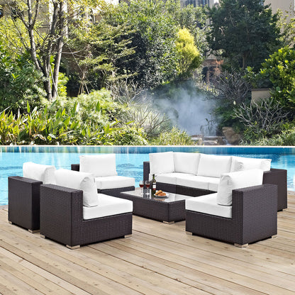 Convene 8 Piece Outdoor Patio Sectional Set - Espresso White