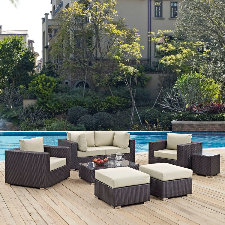 Convene 8 Piece Outdoor Patio Sectional Set - Espresso Beige
