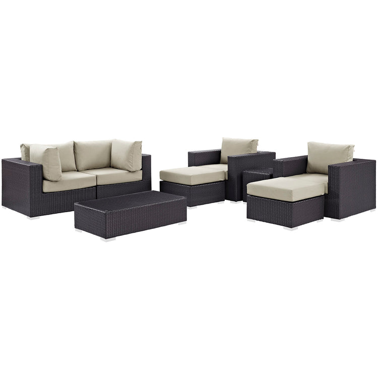 Convene 8 Piece Outdoor Patio Sectional Set - Espresso Beige