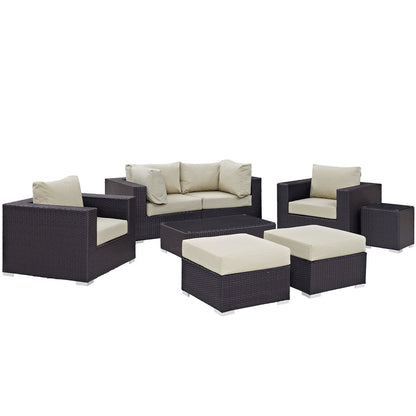 Convene 8 Piece Outdoor Patio Sectional Set - Espresso Beige