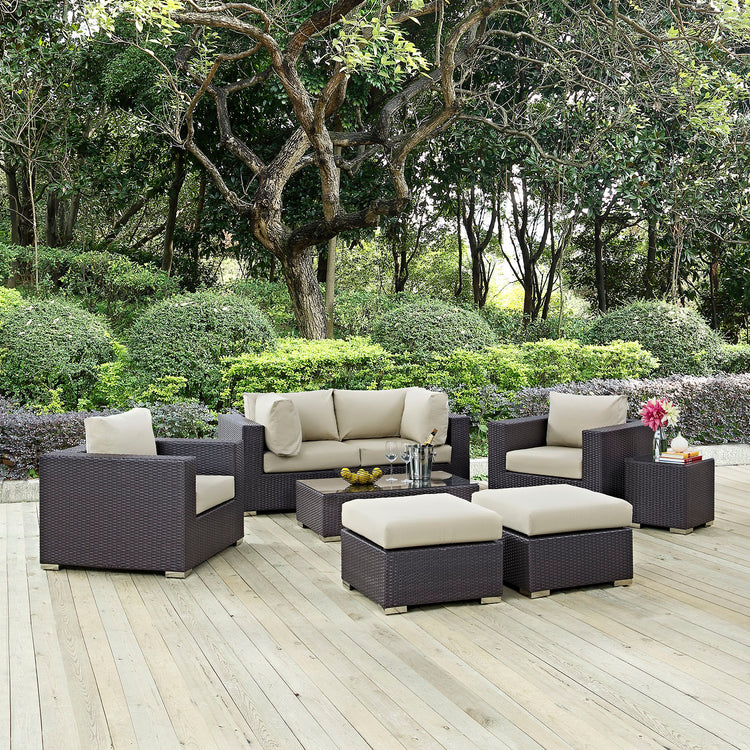 Convene 8 Piece Outdoor Patio Sectional Set - Espresso Beige