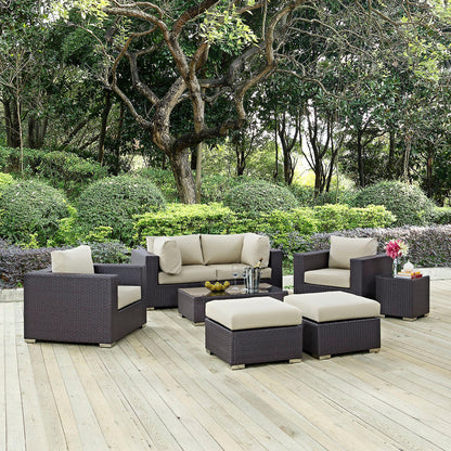 Convene 8 Piece Outdoor Patio Sectional Set - Espresso Beige