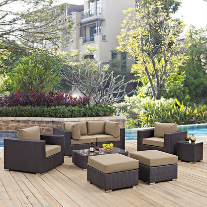 Convene 8 Piece Outdoor Patio Sectional Set - Espresso Mocha