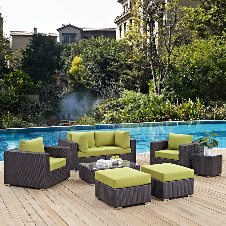 Convene 8 Piece Outdoor Patio Sectional Set - Espresso Peridot