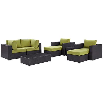 Convene 8 Piece Outdoor Patio Sectional Set - Espresso Peridot