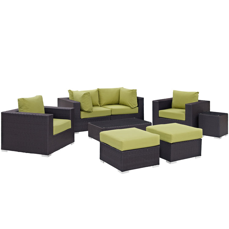 Convene 8 Piece Outdoor Patio Sectional Set - Espresso Peridot