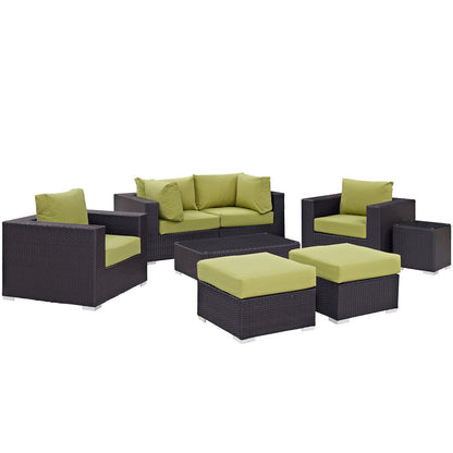 Convene 8 Piece Outdoor Patio Sectional Set - Espresso Peridot