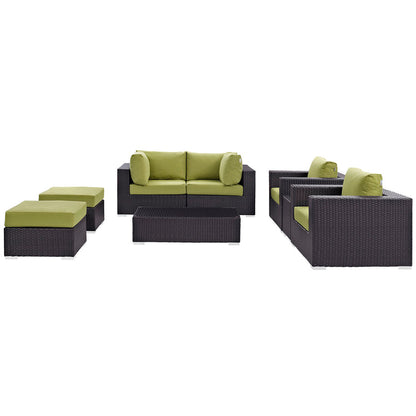 Convene 8 Piece Outdoor Patio Sectional Set - Espresso Peridot