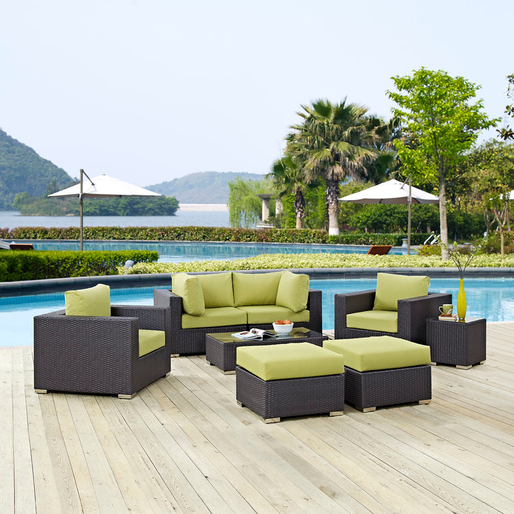 Convene 8 Piece Outdoor Patio Sectional Set - Espresso Peridot