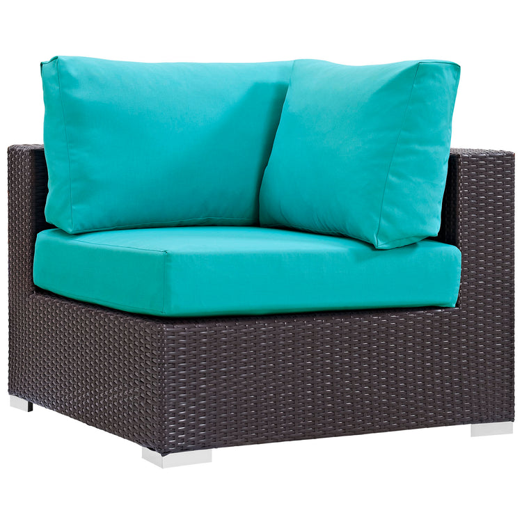 Convene 8 Piece Outdoor Patio Sectional Set - Espresso Turquoise