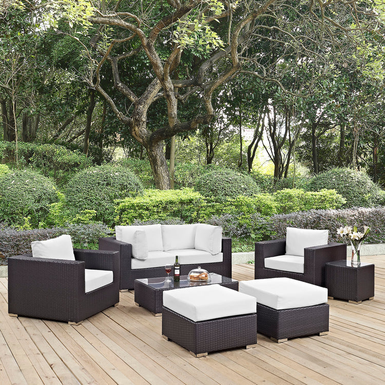 Convene 8 Piece Outdoor Patio Sectional Set - Espresso White