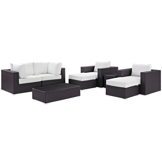 Convene 8 Piece Outdoor Patio Sectional Set - Espresso White