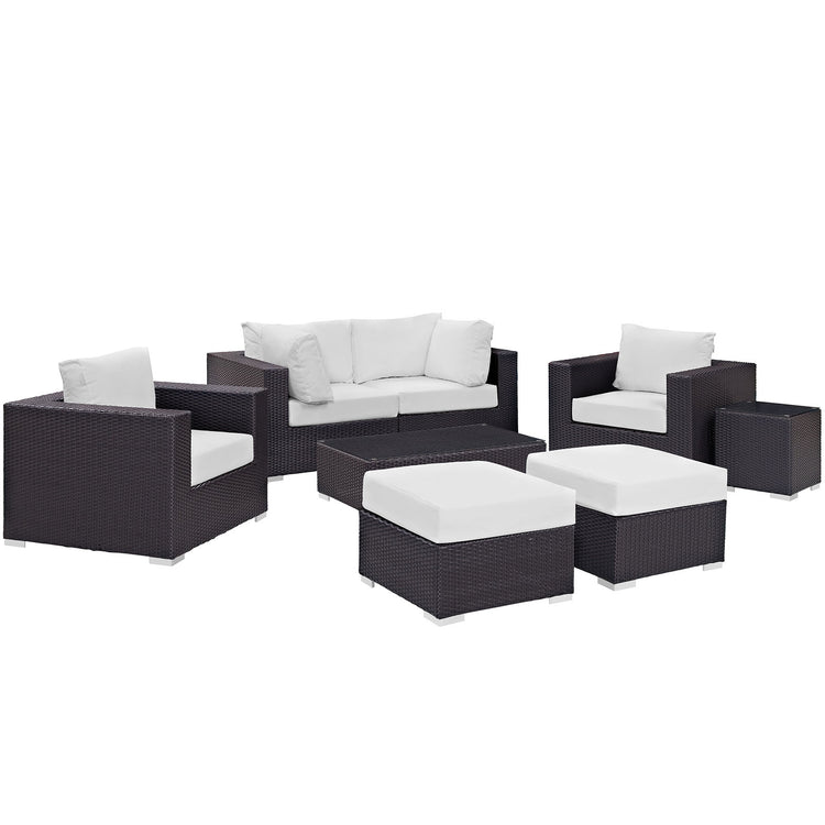 Convene 8 Piece Outdoor Patio Sectional Set - Espresso White