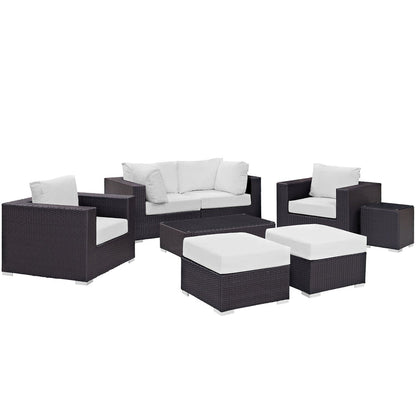 Convene 8 Piece Outdoor Patio Sectional Set - Espresso White