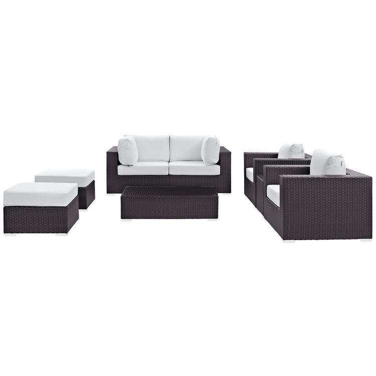 Convene 8 Piece Outdoor Patio Sectional Set - Espresso White